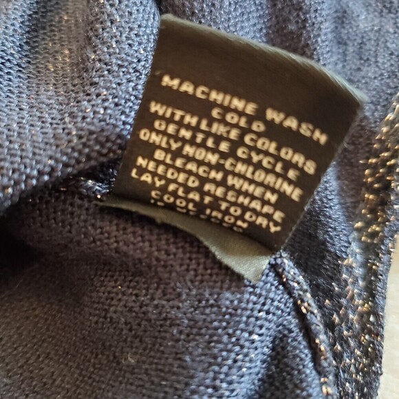 VERVE Ami Asymmetrical Hem Sheer Metallic Sweater Size M - Picture 6 of 8